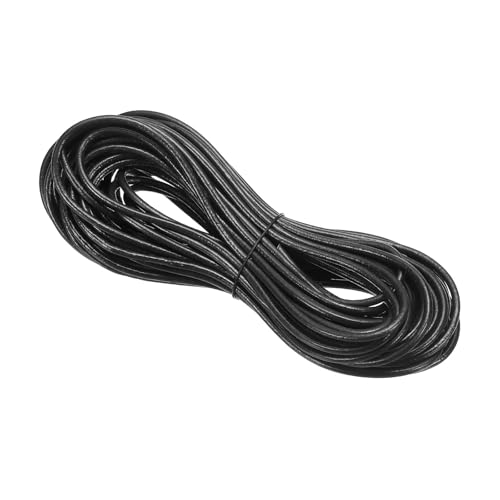 PATIKIL Round Braided Leather Cord, 2.5mm Round Braided Leather Cord Rope Folded for Crafts Jewelry Making Necklace Bracelets, Black(10 Yards)