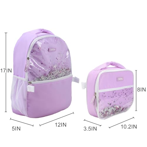 Packed Party Gold Confetti Purple 17" Backpack With Lunchbox2
