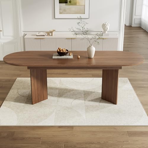 Table à manger extensible (160-200×90×75 cm), Coins arrondis, Convient pour 6-8 personnes,...