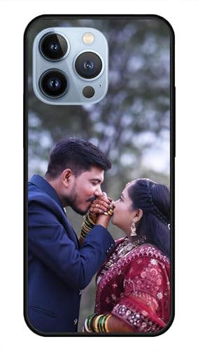 Image of NDCOM for Customised iPhone 13 Pro Back Cover | Luxury iPhone 13 Pro Phone Case | 13 Pro Mobile Cover DIY Personalised Photo Design | Customized Gift Custom Text Name Printed Glass Case