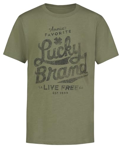Image of Lucky Brand Boys' Short Sleeve Graphic Crew Neck T-Shirt, Soft, Comfortable, Relaxed Fit