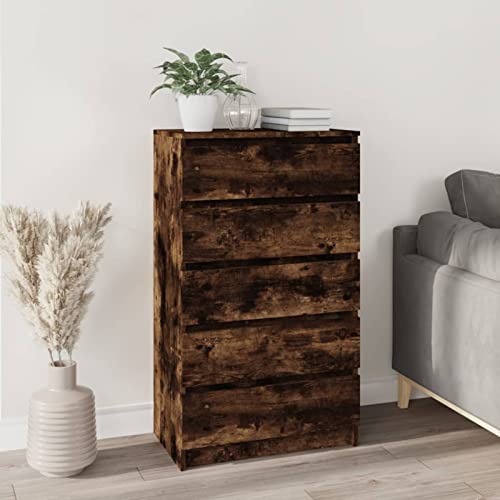 ZEYUAN Cómoda de Madera contrachapada Roble Ahumado 60x36x103 cm, Comodas Y Cajoneras Dormitorio, Cajonera Interior Mueble, Armarios Dormitorio Comodas