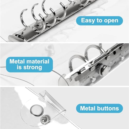 Kleagary 3er-Pack A6-Einband Aus Transparentem Weich-PVC mit 6 Ringen, Durchsichtiger Notizbucheinband, A6-Ordner für Nachfüllbare Notizbücher