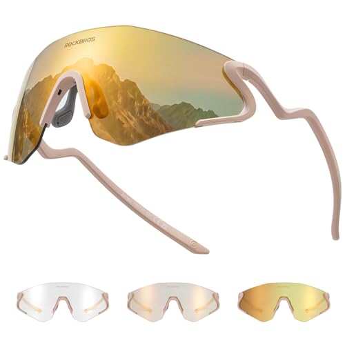 ROCKBROS Photochromic Safety Glasses, Transition Cycling Glasses for Men Women, Sports Sunglasses...