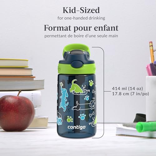 Image of Contigo Aubrey Leak-Proof Spill-Proof Water Bottle, Lime with Dogs, 14 oz