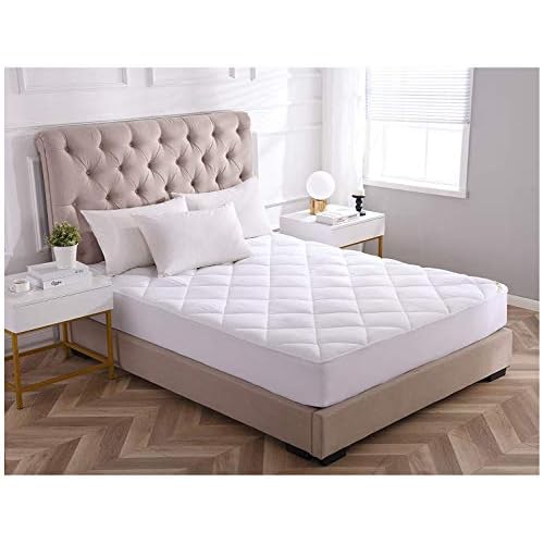 KASENTEX Deluxe Quilted Fitted Mattress Pad and Protector Full Size - 13 Inch Deep Pockets - Brushed Microfiber - Down Alternative Fill, Cozy Breathable & Ultra Soft
