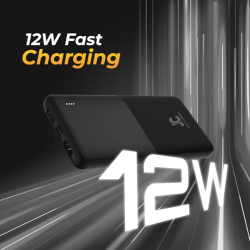 Image of JUST CORSECA 10000mAh Power Bank | 12W Fast Charging | Dual USB-A & Type-C Input /Output | LED Battery Indicator | Portable Battery Backup for Smartphone, Tablet & Earbuds (Black)