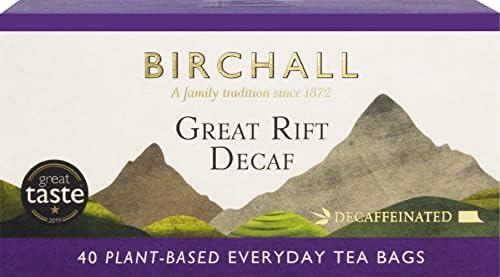 Birchall Great Rift Decaf Blend Tea Bags, English Breakfast Tea Bursting with Full Flavour, Perfect Vegan Gifts, 40 Plant-Based Everyday Tea Bags