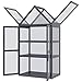 Produktbild Outsunny Frühbeet 3 Ebenen Pflanzenbeet mit aufklappbarem Dach Mini Gewächshaus Treibhaus Doppeltüren aus Holz Polycarbonat wetterfest Natur 70,5 x 42 x 132 cm