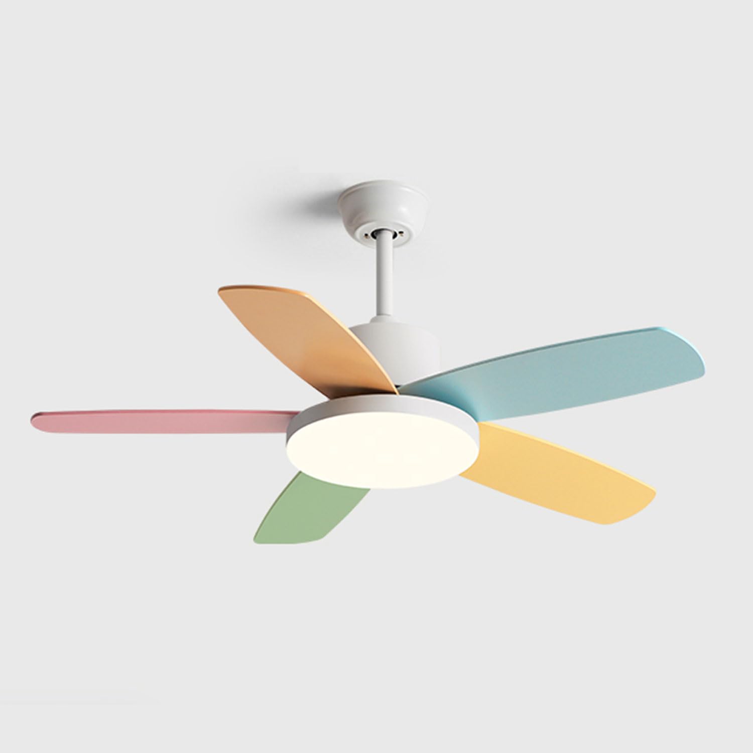 HXYSXHJUO Colorful 5-Blade Ceiling Fan with Remote Control & 60W Dimmable LED Light - Modern Kids' Room Fixture Energy Efficient 3 Color Slish Fun Design for Children's Spaces.