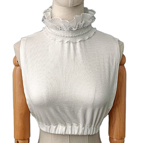 Lilinzhi Suéter falso de media parte superior para mujer, capa dulce, soporte agárico, encaje blanco, suéter multifunción elegante, media parte superior, falso, fósforo con suéter para mujeres y niñas
