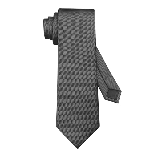 DecTwig Mens Ties Solid Color Formal Neckties 3.15 inch (8CM) Charcoal Grey Ties For Men