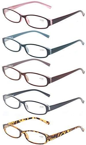 Kerecsen Reading Glasses 5 Pairs Quality Fashion Men Women Spring Hinge Readers (5 Pack Mix Color, 2.75)