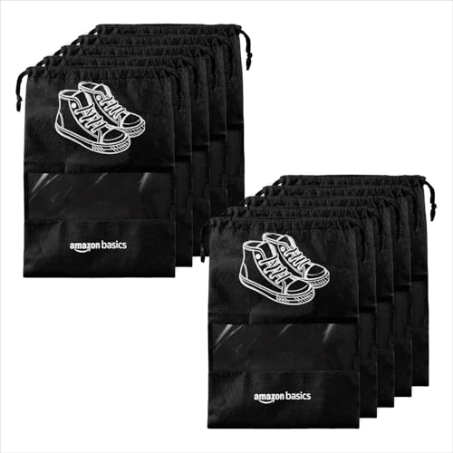 Amazon Basics Pack of 10 Travel Shoe Bags | Dustproof, Breathable, Lightweight | Multi-Functional Shoe Organizer for Travel, Sports Gear, Clothes | Space-Saving Design, Universal Fit for All Shoes (B0D1CL5WV4) Amazon Price History, Amazon Price Tracker