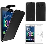 ebestStar - kompatibel mit Wiko Fever SE Hülle Special Edition Etui mit Klappe, PU Kunstleder Handyhülle Schutzhülle Hülle Cover, Schwarz + Panzer Schutz Glas