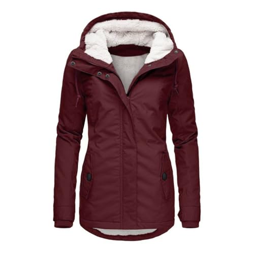 WYTong Winter Coats for Women Fleece Lined Puffer Coat with Hooded Lightweight Button Down Outwear Coat with Pockets