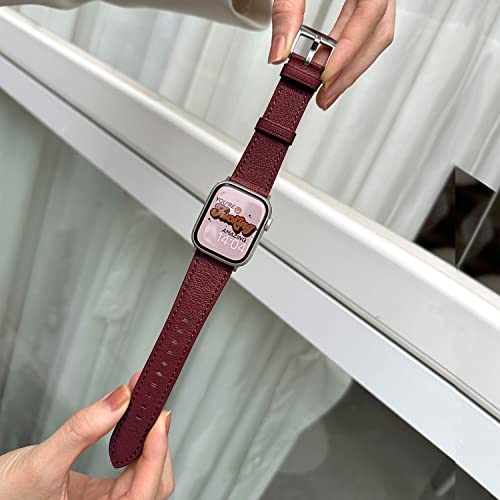 MUENShop Sheep Leather Strap Compatible with Apple Watch Straps 49mm 45mm 44mm 42mm,Men Women Replacement Band for Apple Watch Series 11 10 9 8 7 6 5 4 3 2 1 & iWatch SE,Ultra - Image 4