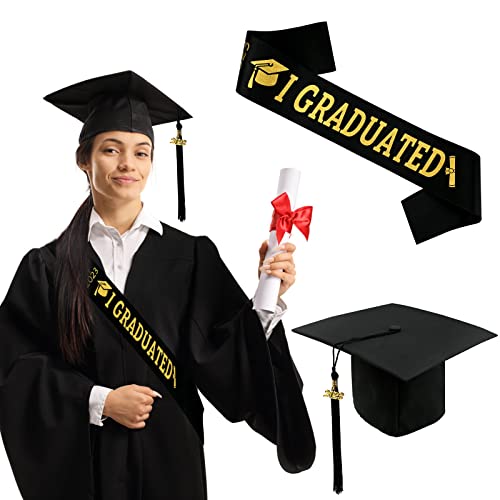 GLAITC Chapeau de Diplomé Chapeau de Graduation étudiant et Ceinture de Graduation Adulte Bachelor Graduation Caps Mortier académique Graduation Décoration Graduation Déguisement Accessoire