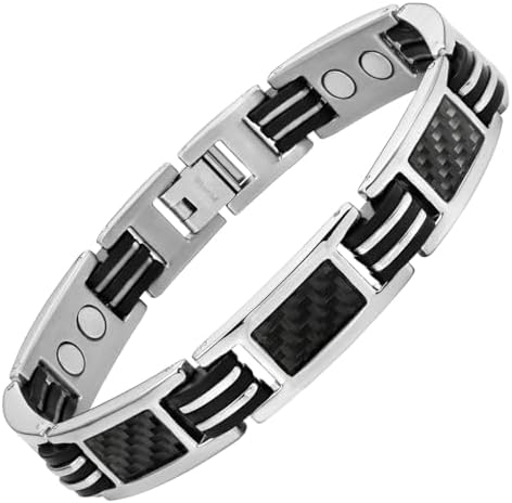 Willis Judd Mens Carbon Fibre Titanium Magnetic Bracelet Adjustable Included
