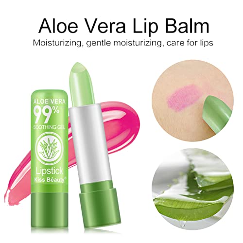 Lip Gloss, Lip Oil Colour Changing Lip Balm Aloe Vera,Lip Gloss Moisturising Lip Care Long-Lasting Moisturising Nutritious Cream Lip Care Makeup 3PC - Image 7