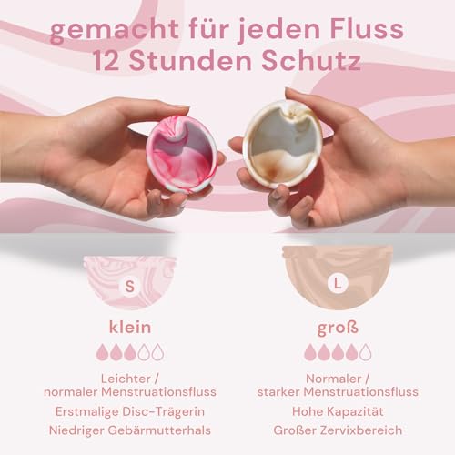 Bodyotics Menstruationsscheibe - 2 Stück, Pink & Beige - wiederverwendbar Periodenscheibe medizinisches Silikon - 12h Schutz bei starker Regel & Schwimmen trotz Periode - nachhaltiges Produkt