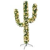 Joyhalo 6 FT Cactus Prelit Christmas Tree, Artificial Christmas Tree with 300 LED Lights, 50 Balls, 50 Flowers, Christmas Trees with 960 PVC Branch Tips, Indoor Xmas Tree