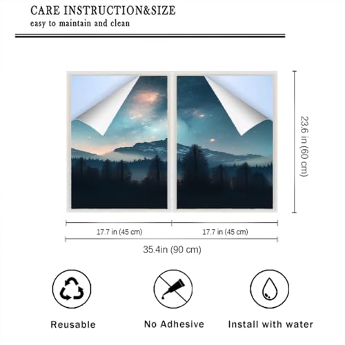 Vinilo Decorativo Stained Glass Rustic Forest 2 piezas miniatura 2