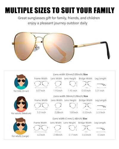 Image of Pro Acme Polarized Aviator Sunglasses for Men and Women 100% UV Protection, 58mm