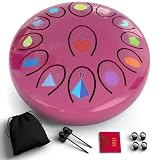 Rain Drum for Outside Garden, Steel Tongue Drum 6.8 Inch 13 Notes, Meditation Music Instrument, Meditation Outdoor, Unique and Unusual Gift Ideas, UV Printed Notes with Geometric Patterns