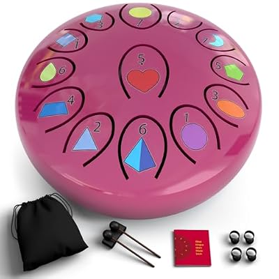 Rain Drum for Outside Garden, Steel Tongue Drum 6.8 Inch 13 Notes, Meditation Music Instrument, Meditation Outdoor, Unique and Unusual Gift Ideas, UV Printed Notes with Geometric Patterns