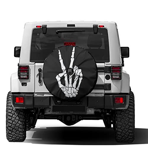 Image of Delerain Skeleton Hand Spare Tire Cover with Backup Camera Hole Wheel Protectors Sun Protector Waterproof for Trailer RV SUV Truck and Many Vehicle(13 Inch for Diameter 21 inch-23 inch)