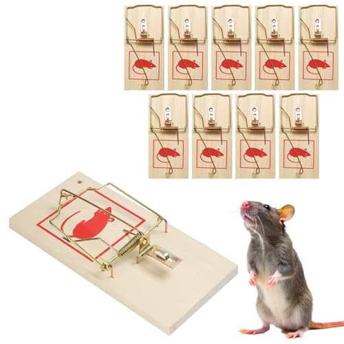 Dyaucwpo 10 Piezas Trampas para Ratones, Ratoneras Maderas, Ratonera Cepo Clásica Gran Poder de Impacto, Trampas Pare Ratones Reutilizable, Profesional Ratoneras, para Casa Exterior y Interior