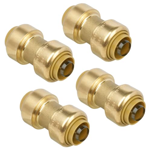 Juwo 1/2 Inch Pushfit Straing Coupling, Pex Fitting For Copper, Cpvc Pipe, Brass Push To Connect Plumbing Fitting With Upgraded Stiffener cover