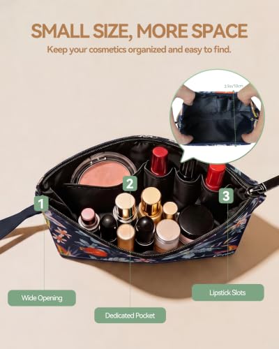 Image of Gloppie Small Makeup Bag for Purse Wristlet Cosmetic Pouch for Women Flower
