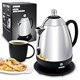 APOXCON Electric Coffee Percolator Stainless Steel Coffee Maker with Clear Brew Progress Knob and No-Drip Spout Auto Keep Warm & Cordless Serving Coffee pot with On/OFF Switch Fast Brew (10 Cup)