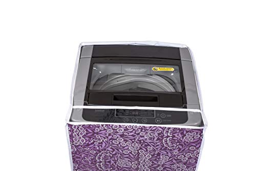 Image of Classic Top Load Washing Machine Cover Suitable for Haier 6 Kg, 6.5 Kg, 7 Kg, 7.5 Kg, 8 Kg (55cmsX54cmsX84cms, Purple Flower, Medium)