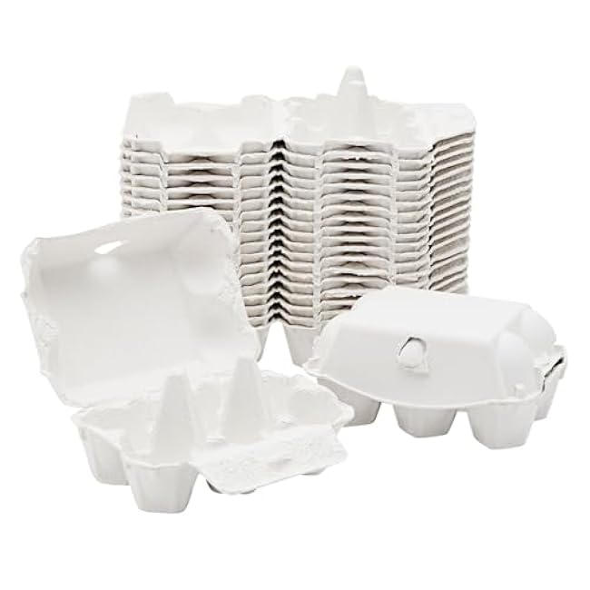 Juvale 20 Pack 1/2 Dozen Empty Egg Cartons - Half Dozen Egg Holder for Farmers Market, Home Grown Tray, Arts and Crafts - Hold 6 Each, White