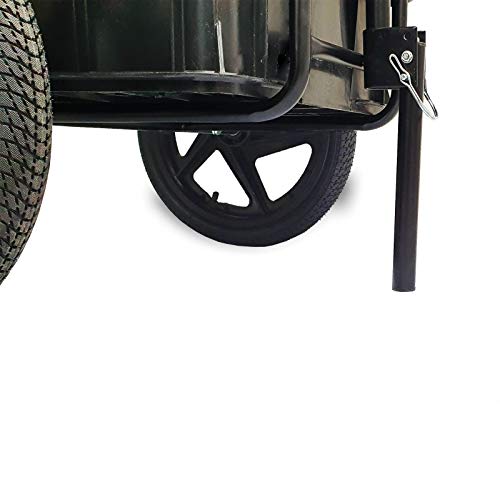DMS® Fahrradanhänger, Lastenanhänger, Handwagen, mit Hochdeichsel, Transportbox mit 70 Liter Volumen, Max. 60kg, Kugel-Kupplung für Fahrräder mit 26'' - 28'' FH-01 (Schwarz)