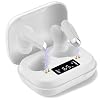 Rechargeable Hearing Amplifier Earbuds for Adults & Seniors - Bluetooth, Rechargeable, Noise Cancelling w/Digital Power LED Display, Personal Sound Enhancer Aid for TV, Calls, Music White