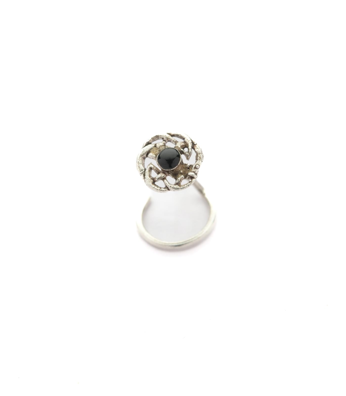 gargi by p.n. gadgil and sons | 925 Sterling Silver | Black Flower Antique Pure Silver Nose Pin | For Pierced Nose | With Certificate of Authenticity and 925 Stamp-picture-37