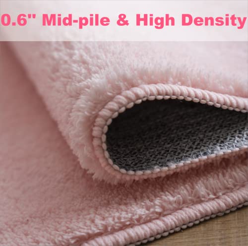 Livebox Shaggy Area Rug 4X6 Feet,Pink Princess Rug For Baby Girls Bedroom, Fluffy Washable Rug For Childern Teen Room, Non Slip Kids Rug Carpet Kawaii Nursery Rug For Playroom Living Room #TOP3