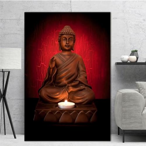 Toile peinture bouddha 50x70 cm décoration murale moderne pour salon sans cadre