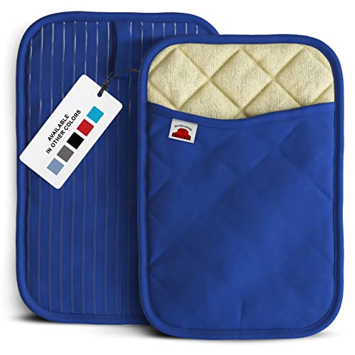 Big Red House Oven Mitts And Pot Holders Sets, With The Heat Resistance Of Silicone And Flexibility Of Cotton, Recycled Cotton Infill, Terrycloth Lining, 480 F Heat Resistant Pair Royal Blue #TOP2