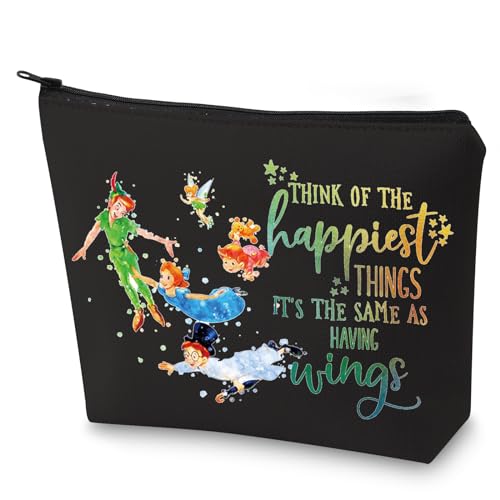 WZMPA Cartoon Movie Cosmetic Bag Fairytale Fans Gift Think Of The Happiest Things It's The Same As Having Wings Makeup Zipper Pouch Bag Cartoon Merchandise (Happiest Things-BL)