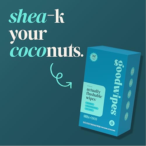 Image of goodwipes Flushable Wipes for Women - Shea-Coco Individually Wrapped Travel Butt Wipes To Go, Mini Purse & Festival Essentials for Adults, pH Balanced for Feminine Hygiene, 32 Count (1 Pack)