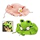 FDGGT 2 Stück Gestrickte Haustierhauben, Froschförmige Haustiermützen, Niedliche Haustierhauben, Haustier-Verkleidungszubehör