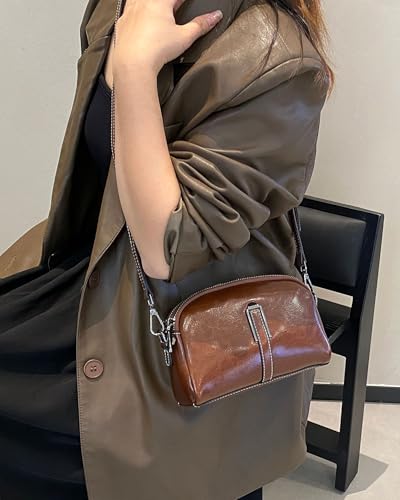 Genuine Leather Crossbody Bag for Women, Oil-waxed Cowhide Small Vintage Bag with Adjustable Strap for Daily Use and Travel3