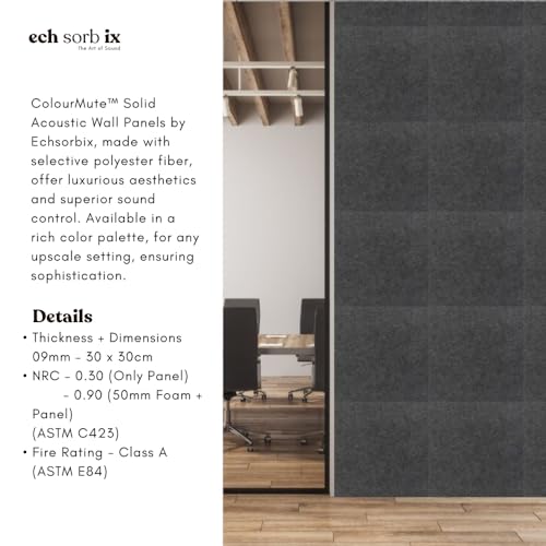 Image of MMT Acoustix Premium Felt Acoustic Panels for Offices, Bedrooms & Studios | Sustainable PET Felt Panels for Echo Reduction & Sound Absorption | 1x1 Ft, 9mm Thick | Ash - Pack of 8