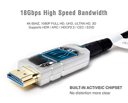 Image of BlueRigger Optical 4K HDMI Cable (4K@60HZ, 1080p FullHD, UHD, Ultra HD, 3D, High Speed with Ethernet, ARC, HDTV) (150 Feet / 45 Meters)