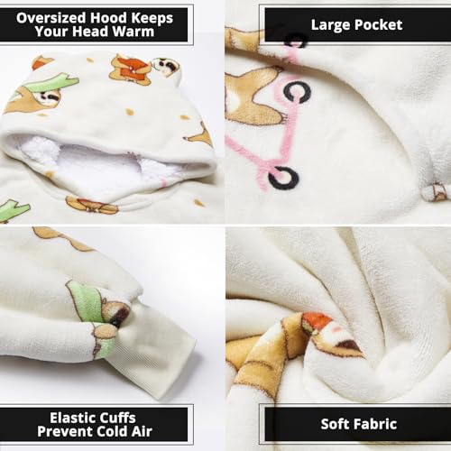 THREE POODLE Wearable Blanket Hoodie for Women, Oversized Sherpa Sweatshirt Blanket for Adults Men, Cozy Sloth Hooded Blankets, Gifts for Teen Girls Women Mom Sister